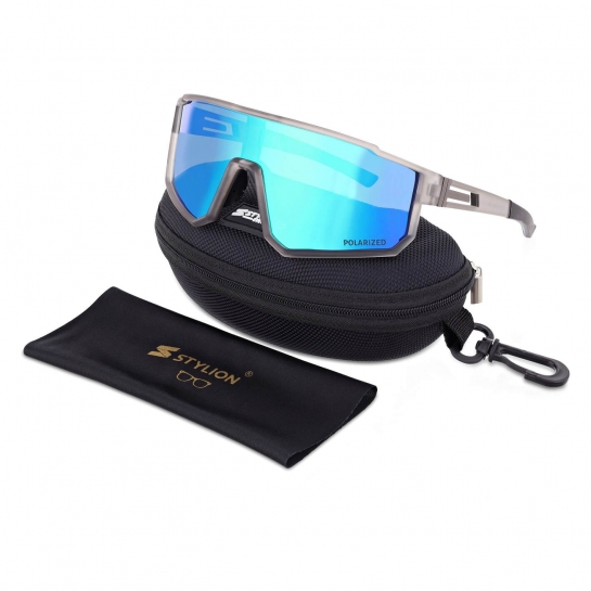 Sportowe okulary przeciwsłoneczne z polaryzacją i filtrem UV400 POL-466B szary/zielony